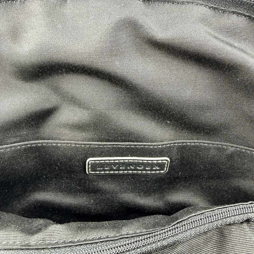NWOT RARE Levenger Leather Laptop Bag Backpack Black 16x14 Zipper Straps